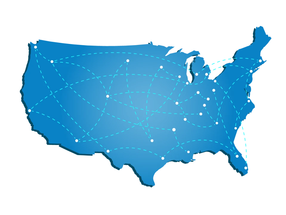 service coverage map with pins